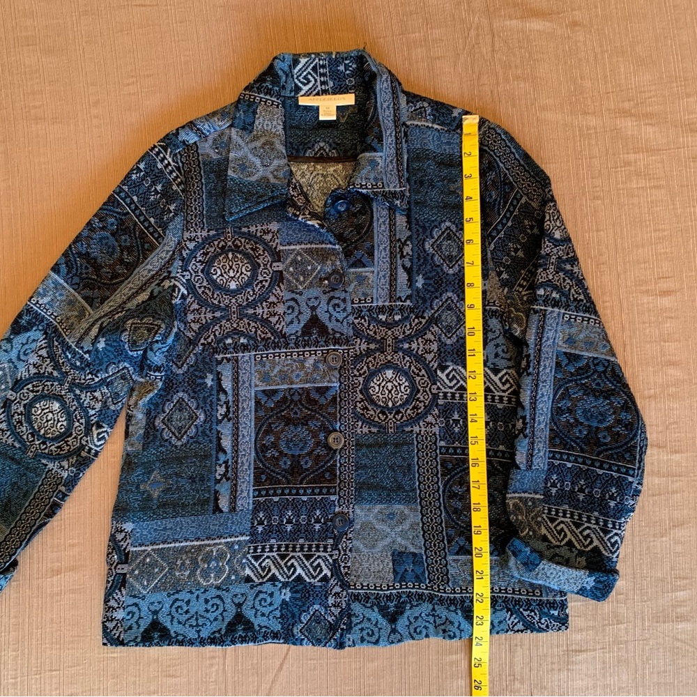 Vintage Appleseed's Blue and Black Tapestry Jacket - Picture 4 of 10